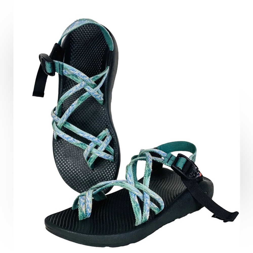 Chaco Women's National Park Foundation Blue Green Classic Sport Sandal Sz 7.5